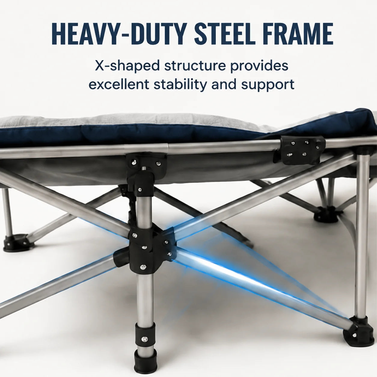 Foldable Cot Bed With Thick Mattress For Camping And Office