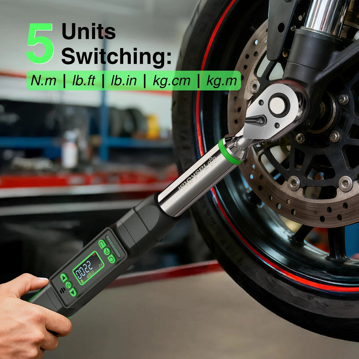 Taskstar Digital Torque Wrench With Bidirectional Head And Dual Alarm
