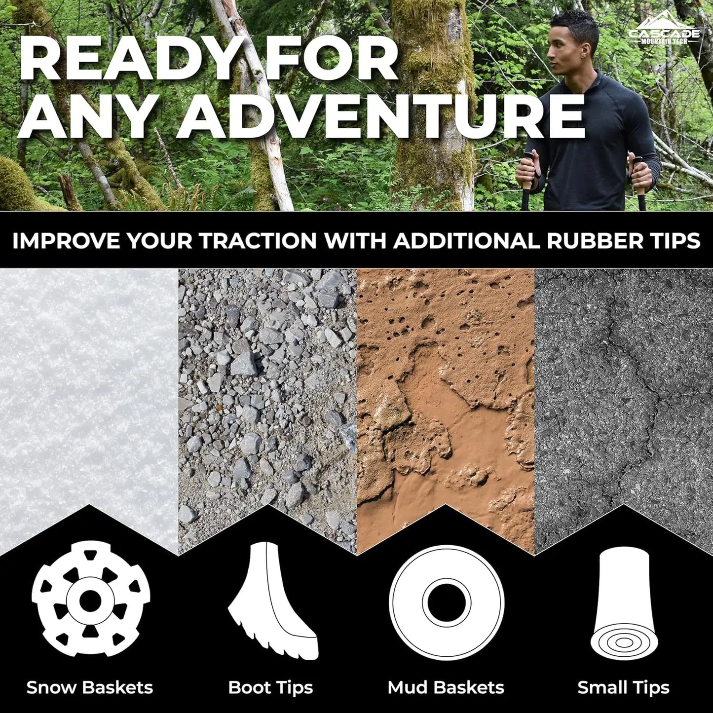 Carbon Fiber Trekking Poles Lightweight Adjustable With Quick Lock