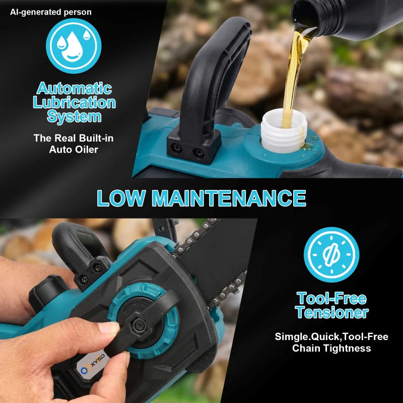 XYSD Cordless Electric Chainsaw With 21V And Dual 3000mAh Batteries