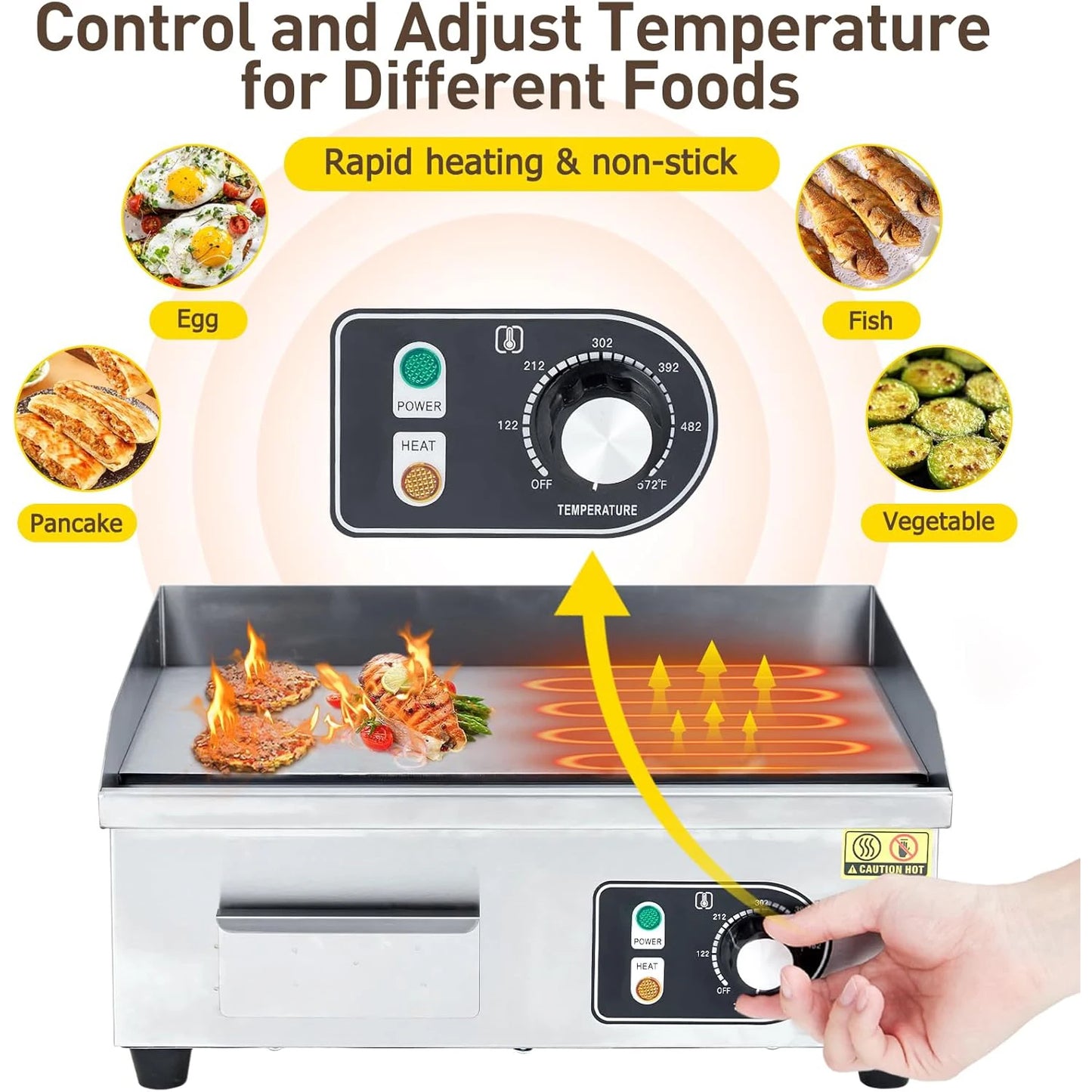HiMISS Electric Griddle for Outdoor Cooking Nonstick Grill Plate
