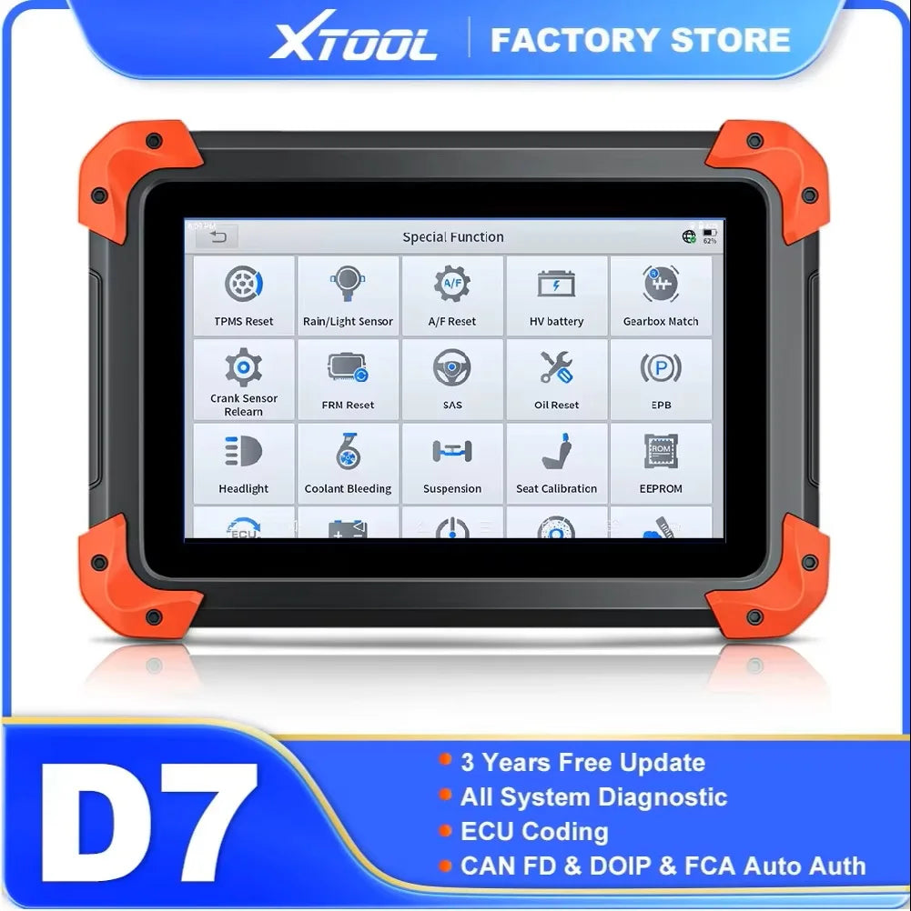 XTOOL D7 OBD2 Scanner All System Diagnostic Tools Key Programming ECU Coding Active Test 36+ Services CAN FD 3 Year Free Update