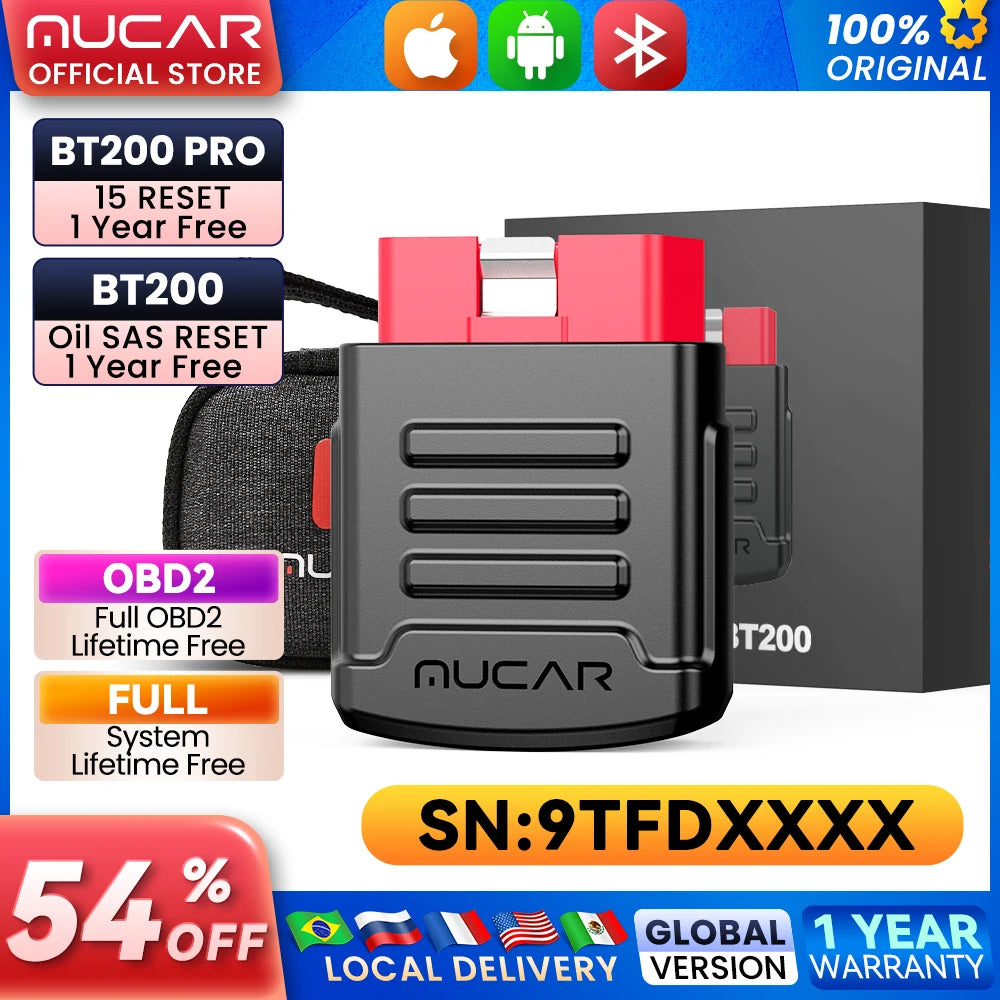 MUCAR BT200 Automotive Diagnostic Tools Obd 2 Bluetooth Wifi Scanner for All Cars Auto Obd2 Tester 15 Resets Diagnosis