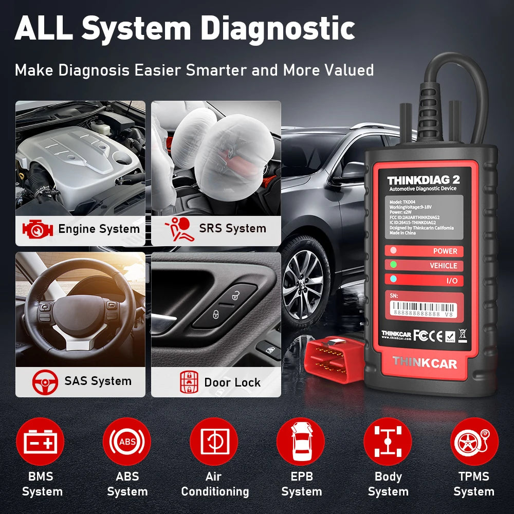 ThinkDiag 2 ALL Software 1 Year Free Update Auto Diagnostic Tool Support CAN FD ECU Coding Bidirectional 16 Reset OBD2 Scanner