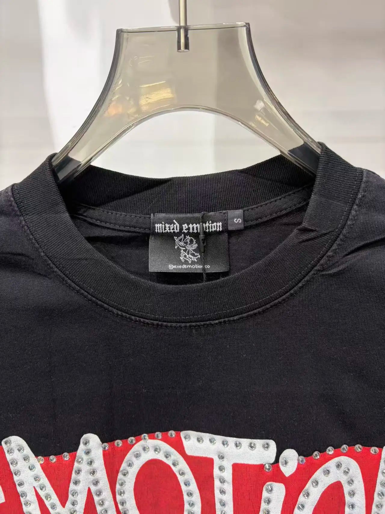 New MIXED-EMOTION Rhinestone printed pattern 100% cotton Men Women T-shirt Loose casual Shinning Diamond Tees Oversized Top