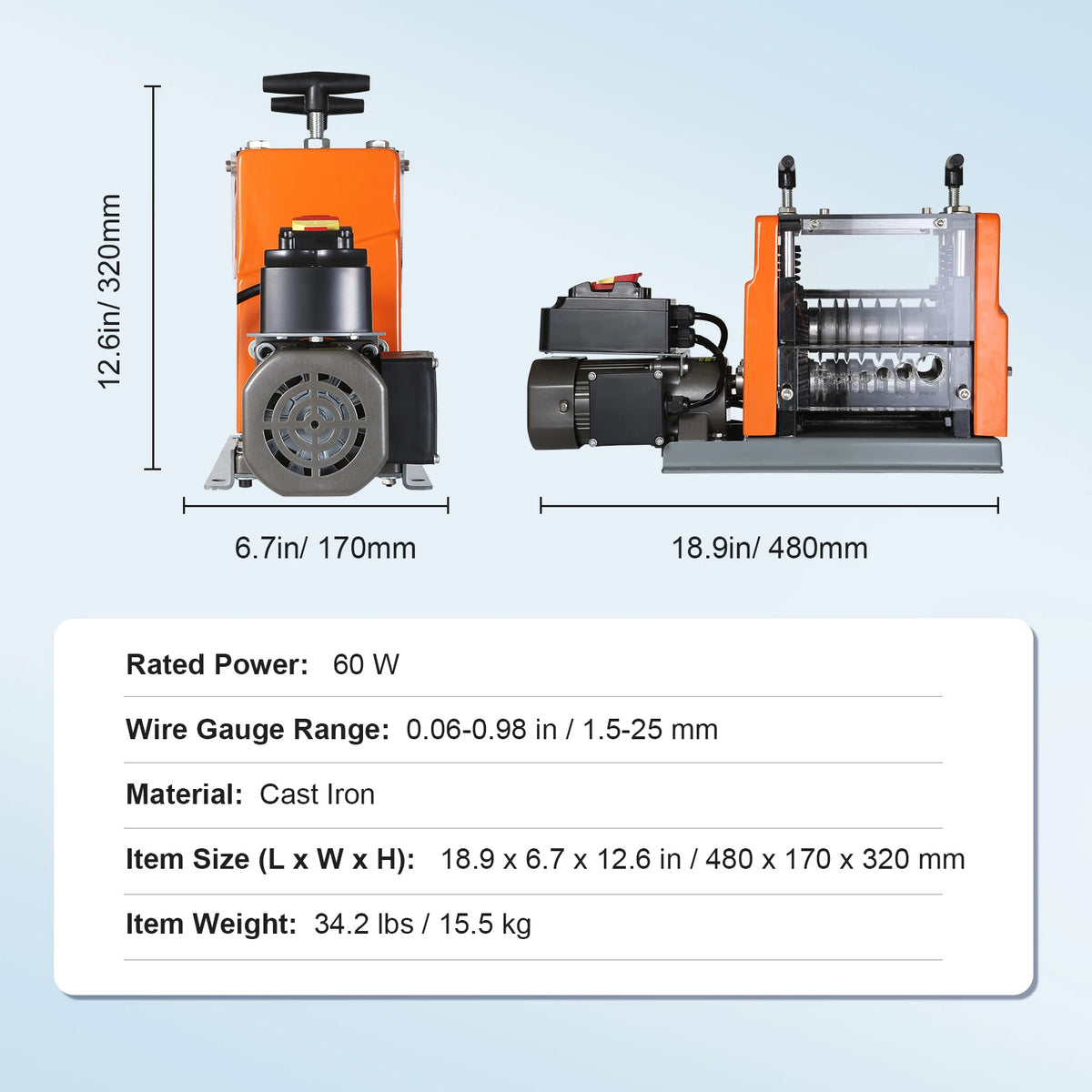 SucceBuy 60W Wire Stripping Machine 1.5-25mm Seven Channel