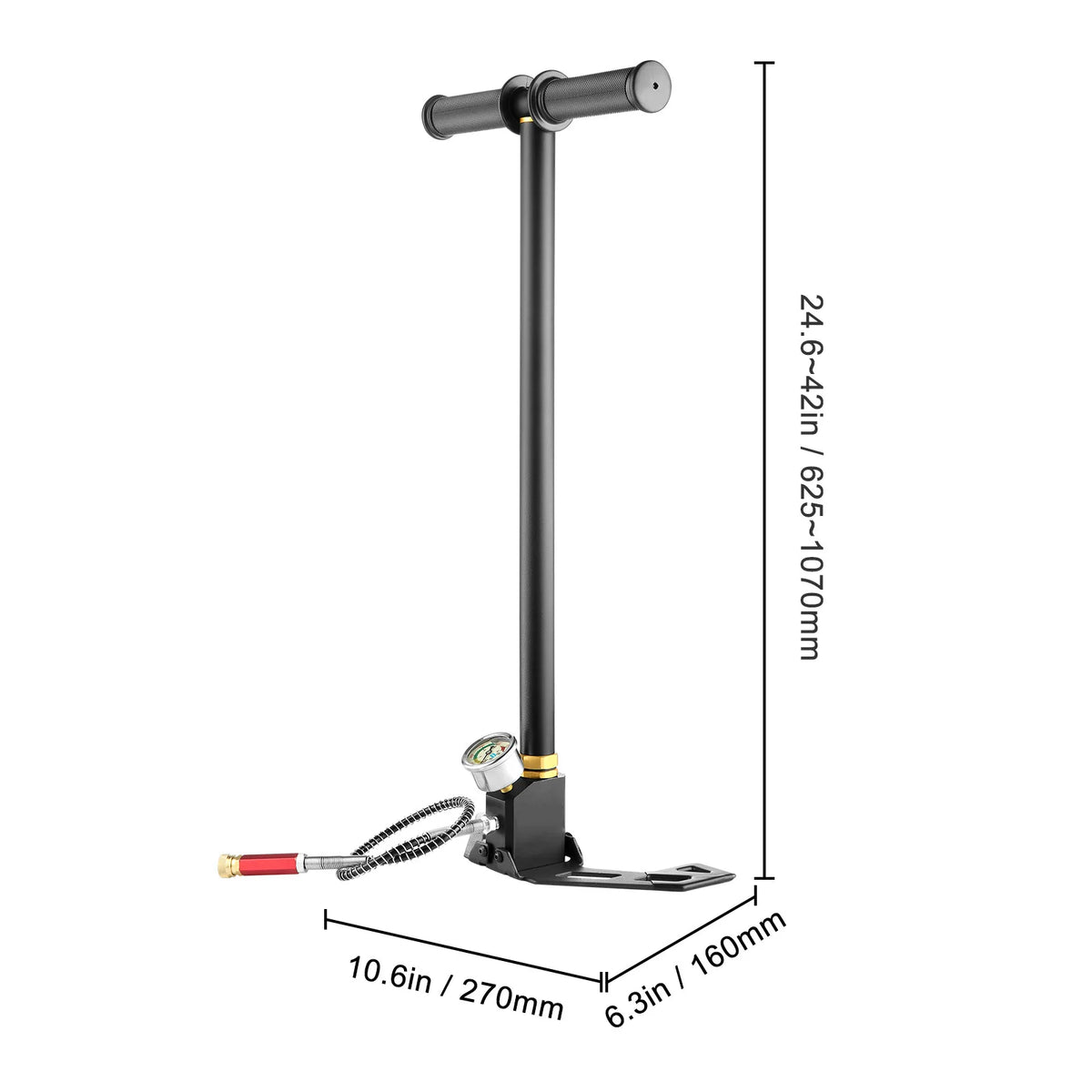 SucceBuy 3 Stage High Pressure Hand Pump With Gauge
