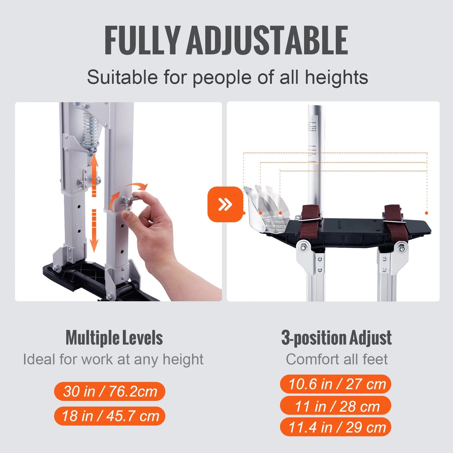 Adjustable Aluminum Drywall Stilts With Protective Knee Pads