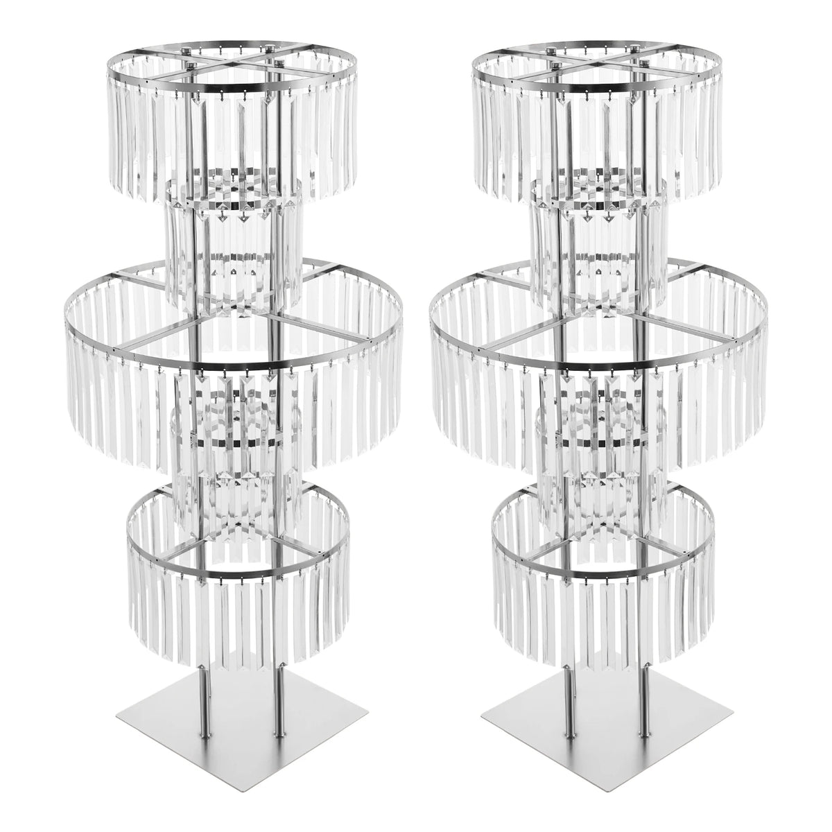 5 Tiers Crystal Flower Stand Gold/Silver 43.3 Inch Height Display Rack Aisle Guide Table Decoration Wedding Centerpiece Stand for Party Birthday Coffee Shop