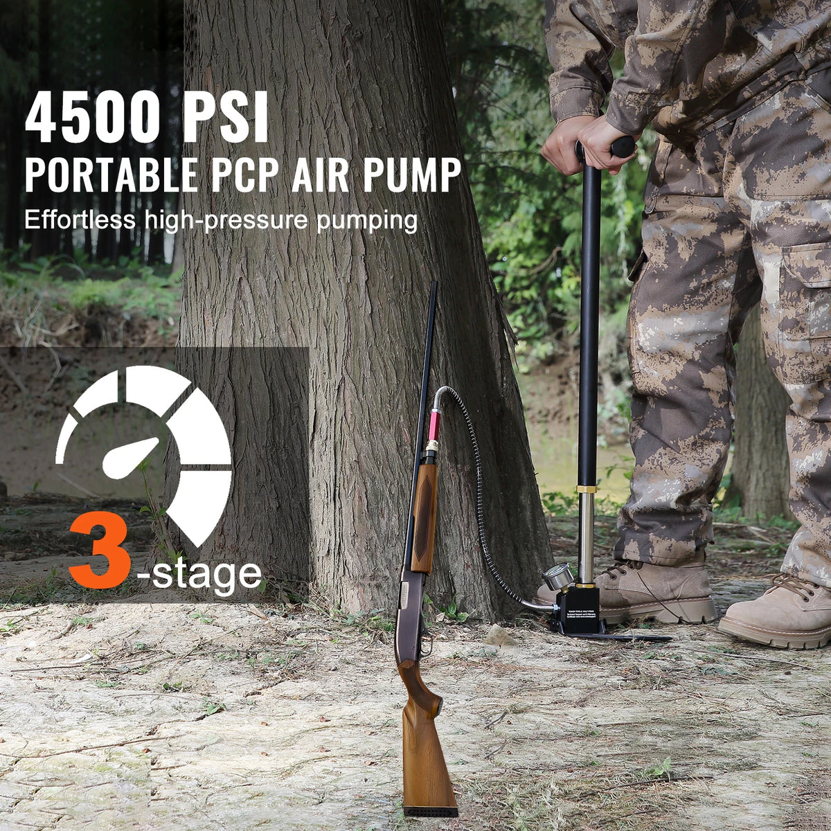 SucceBuy 3 Stage High Pressure Hand Pump With Gauge