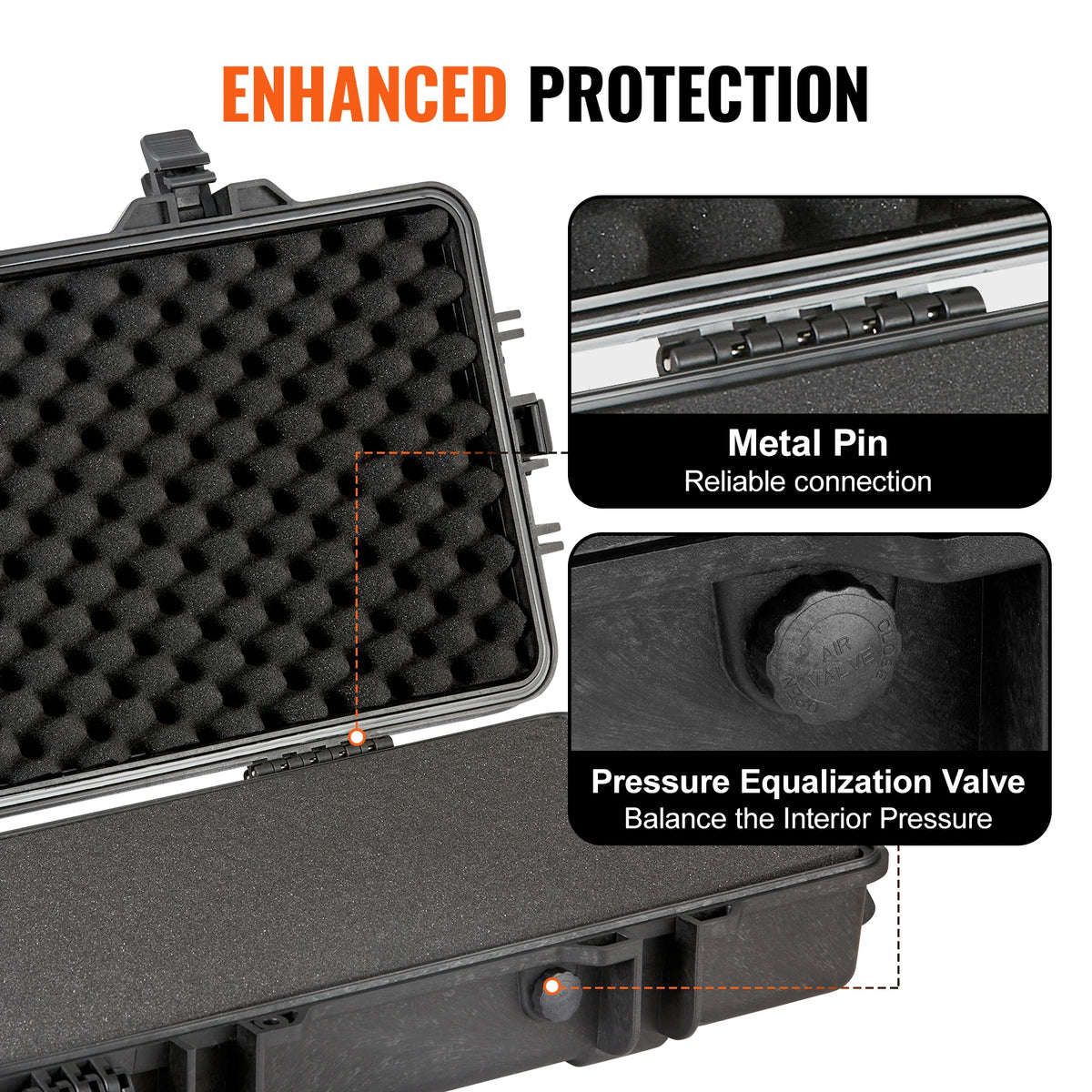 SucceBuy Portable Rifle Hard Case With Casters Shockproof Storage Container