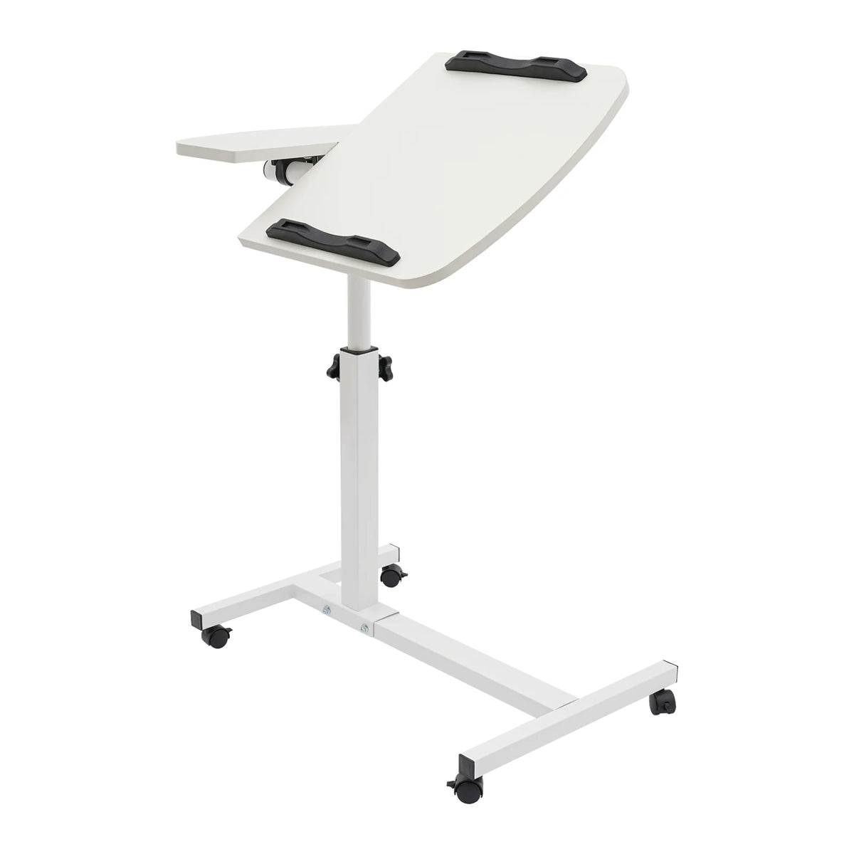 Laptop Desk Stand 360° Adjustable Tilting Overbed Table Computer Table C Shape Notebook Stand with 4 Lockable Wheels for Bed Sofa Office