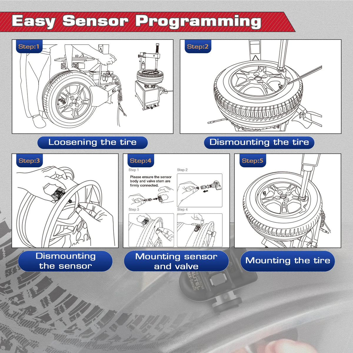 Autel MX Sensor 433MHZ+315 MHZ 2in1Mx-Sensor TPMS Tire Repair Tool Automotive Accessory For MaxiTPMS TS501 TS508