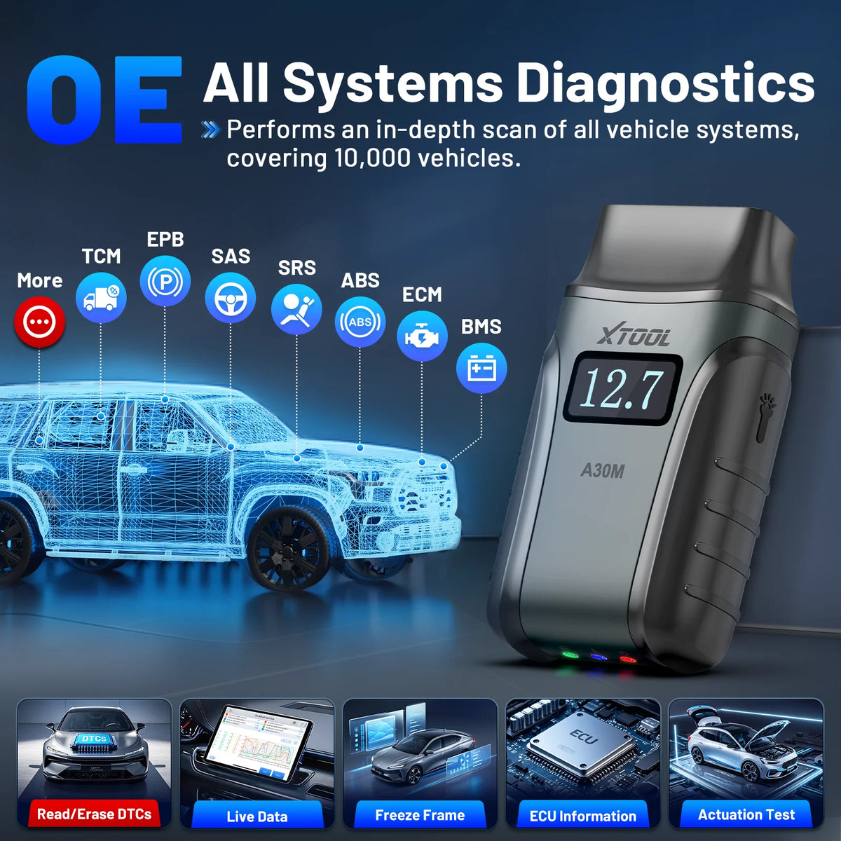 XTOOL Anyscan A30M OBD2 Scanner Bluetooth Diagnostic Tools Automotive Scanner Lifetime Free Update Bidirectional Built-in CAN FD