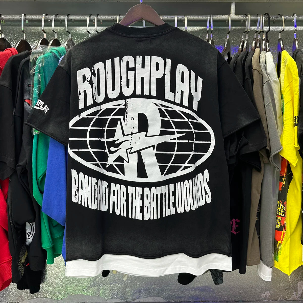 R002# New American Style Rough Play Splicing Shinning Diamond 100% Cotton Short Sleeve Tshirts for Men Women Crew Neck Loose Summer T-shirt Oversized Tees