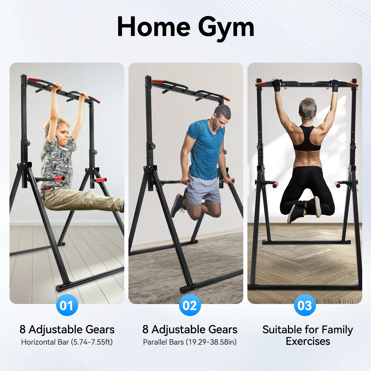 Adjustable Foldable Pull Up Bar Multipurpose Home Gym Strength Trainer