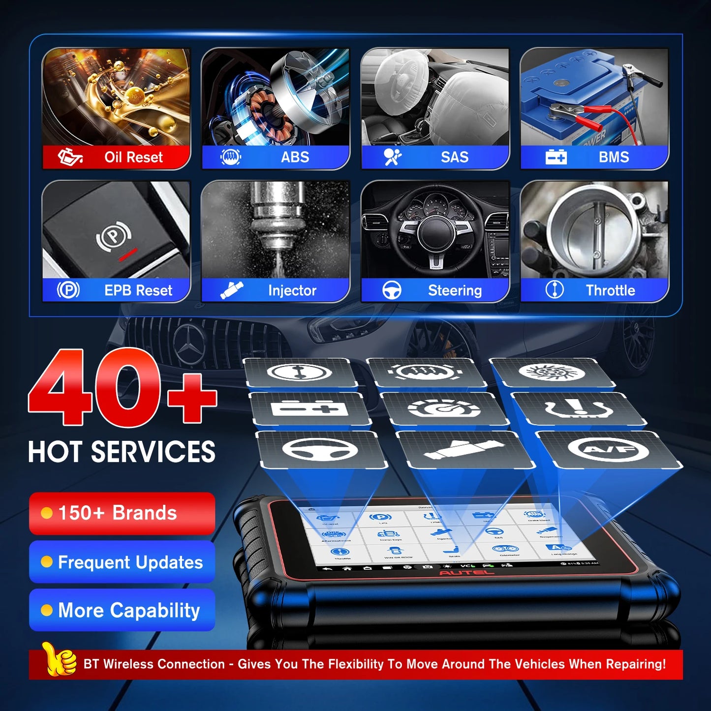 Autel MaxiCOM MK900-BT MK900BT Diagnostic Scanner Wireless DoIP / CAN FD Scan Tool, Bi-directional Control Automotive Tools