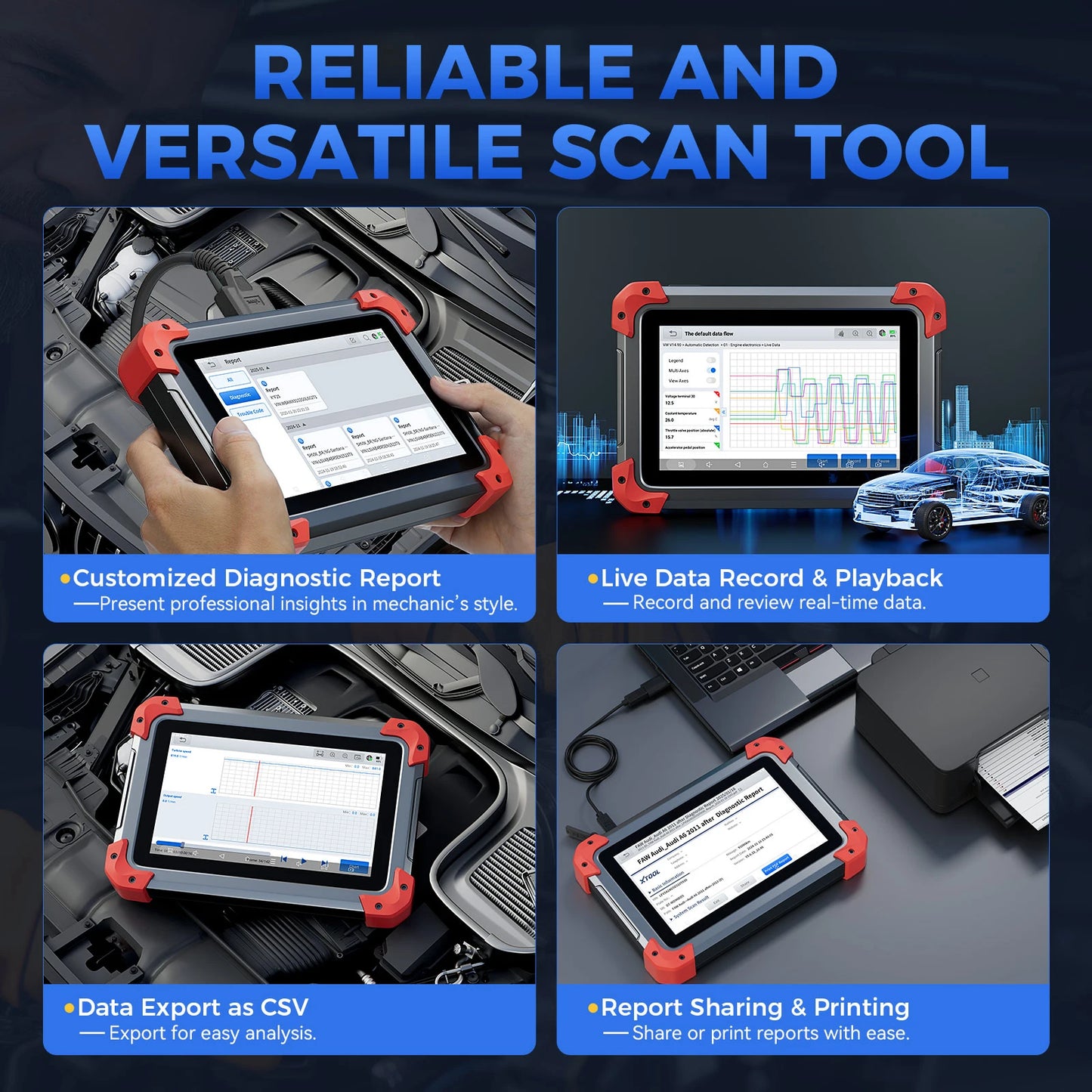 XTOOL D7 OBD2 Scanner All System Diagnostic Tools Key Programming ECU Coding Active Test 36+ Services CAN FD 3 Year Free Update