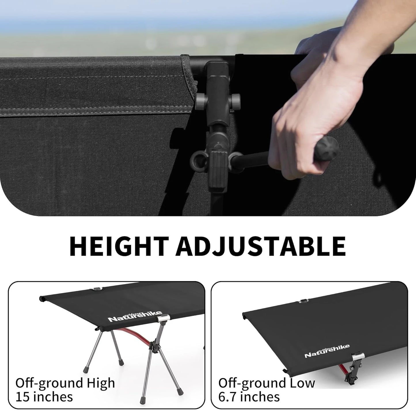 Naturehike Ultralight Folding Camping Cot With Adjustable Height