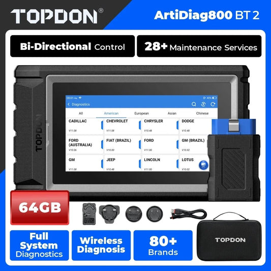 TOPDON Artidiag800 BT 2 Automotive Car Diagnostic Tool Full System OBD2 Scanner Lifetime Free Update Scan Tool VCI Repair Tool