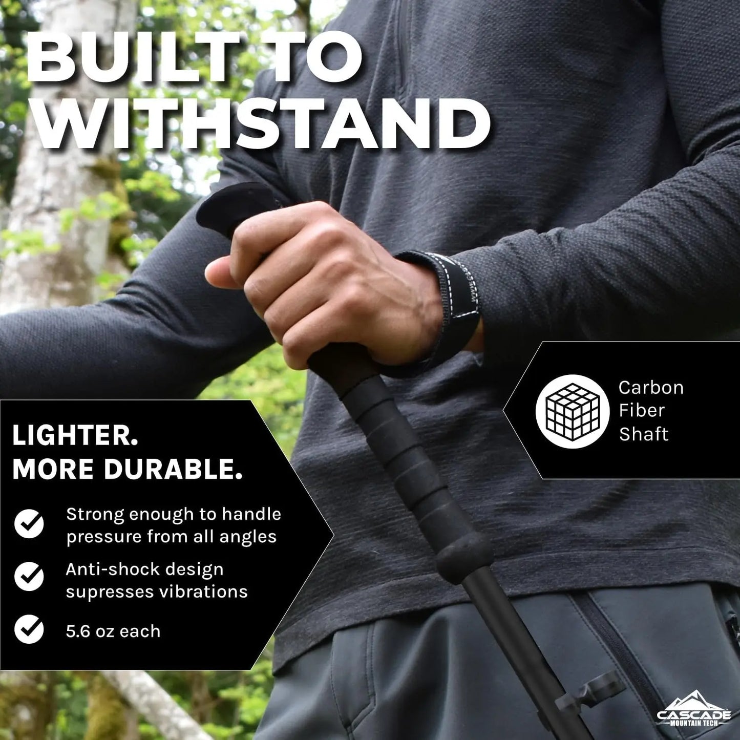 Carbon Fiber Trekking Poles Lightweight Adjustable With Quick Lock
