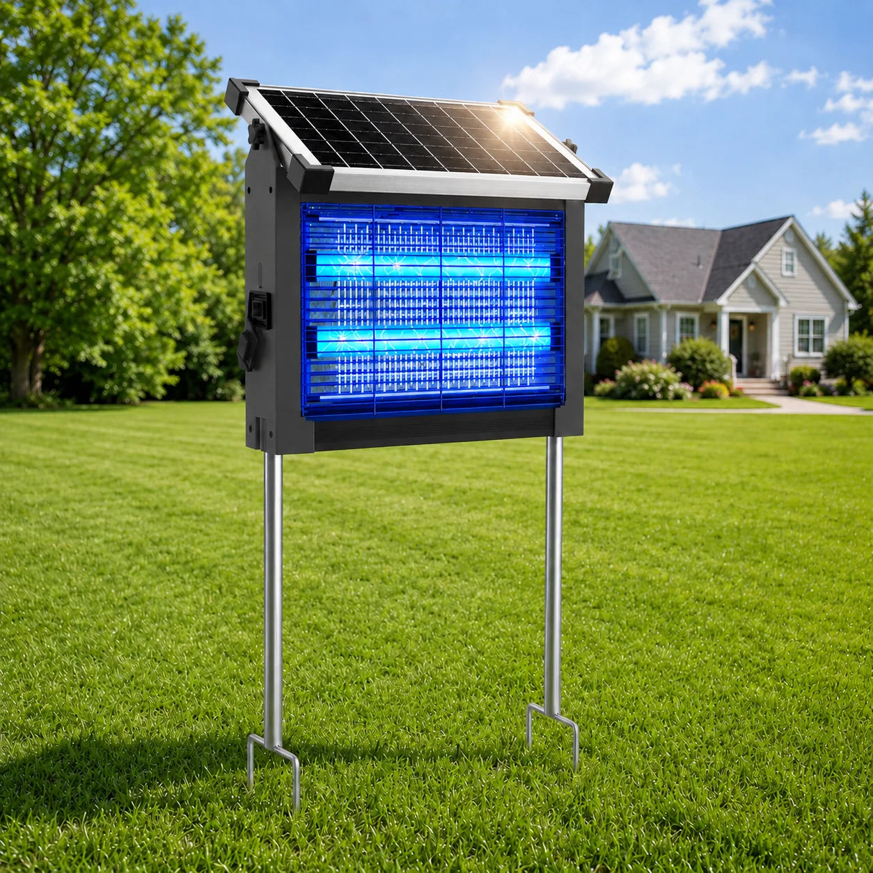 Solar Bug Zapper Outdoor 4500V Mosquito Killer For Garden Patio