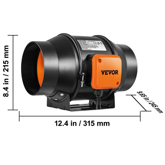 VEVOR EC Motor Inline Duct Fan With Temperature Humidity Controller
