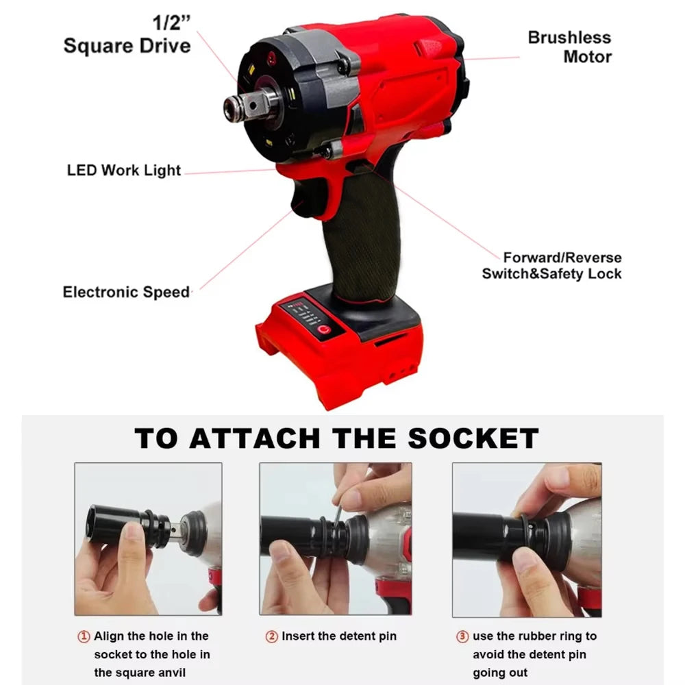 Magnitt Brushless Impact Wrench 500Nm Cordless 18V 4 Speed Drive