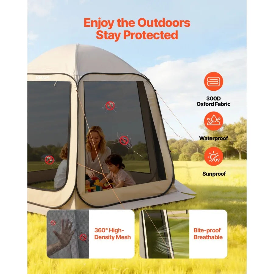 Pop Up Screened Canopy Tent With Ventilated Mesh Sides